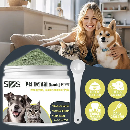 NEW Dogs Cats 100g Beef Flavor Pet Dental Powder for Dogs & Cats – Advanced Tartar & Plaque Control, Fresh Breath, Oral Health Hygiene Support Pets Health Care Supplies