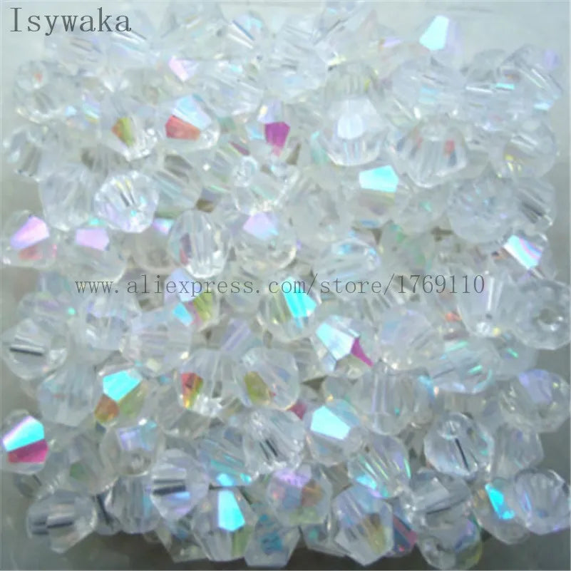 33 Colors 100 PCS Set Blue Multicolor 4mm Bicone Austria Crystal Beads Charm Glass Beads Loose Spacer Bead for DIY Jewelry Making Apparel Accessories Tools Set