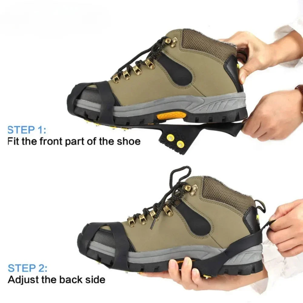 NEW Arrivals 10 Studs Snow Ice Claw Unisex Anti-Skid Snow Ice Plastic Elastomer Climbing Crampons Shoes Boots Covers Walking Hiking Accessories Sports Supplies