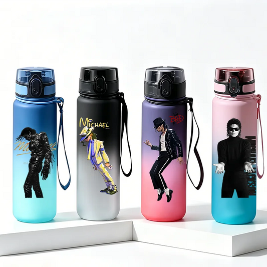 Michael Jackson Fans Character 650ml NEW Cool Gradient Water Cup, Vacation Gift, Portable Outdoor Travel Running Gym Cycling Water Bottle Sports Accessories Gifts