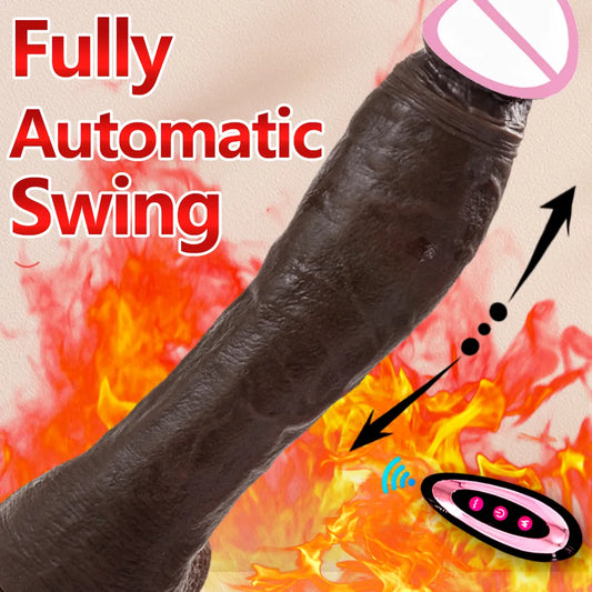 Adult 10.6in Long Realistic dildo Black vibrator penis telescopic Swing Heating silicone dildo remote control Dildo Vibrator for wome