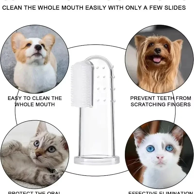 30 PCS Set Super Soft Pet Finger Toothbrush Teddy Dog Brush Bad Breath Tartar Plaque Treatment Teeth Care Tool Dog Cat Cleaning Silicone Gel Pet Cleaning Supplies