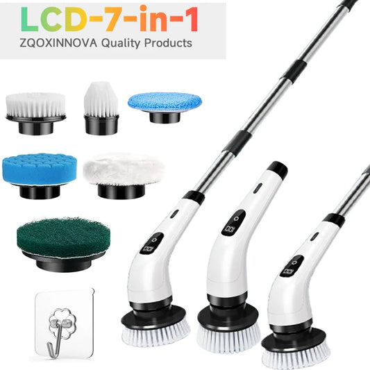 NEW Arrivals 7 in 1 Set Household Cordless Multipurpose Spin Scrubber Kitchen Gadgets Hair Brushes Bathroom Broom Toilet Kitchen Mops Electric Cleaning Brush Home Appliances