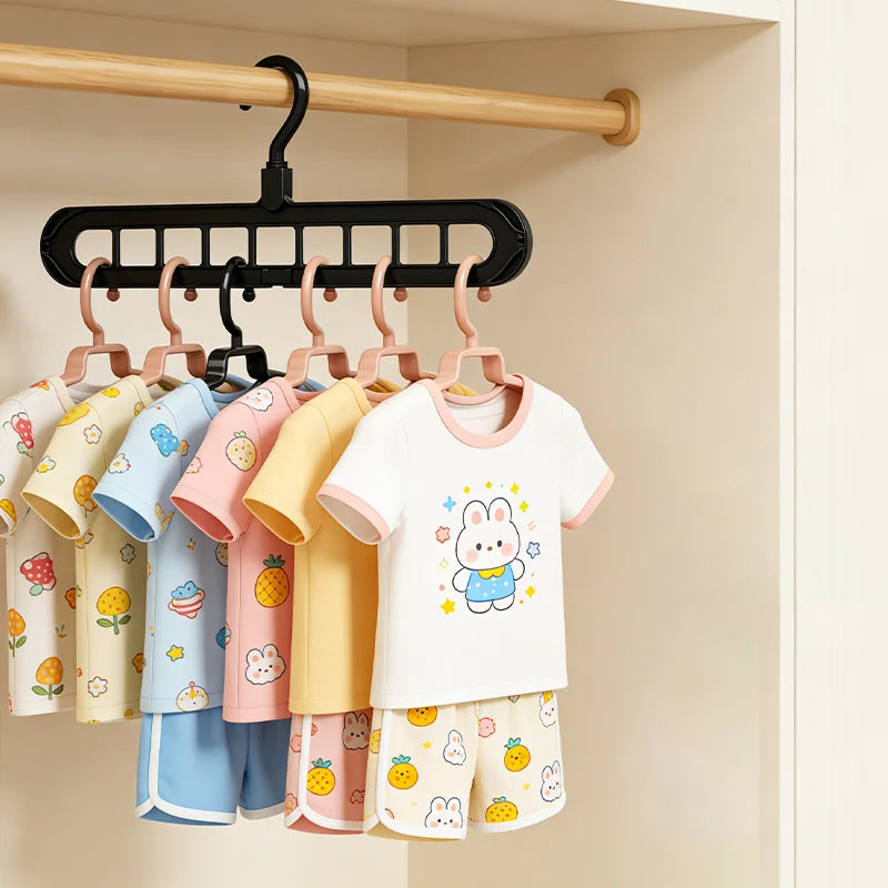 5 PCS Set 9-Hole Clothes Hanger Organizer Wardrobe Space Saving Storage Hanger for Clothes Folding Magic Hangers Closet Drying Racks Home Clothing Accessories