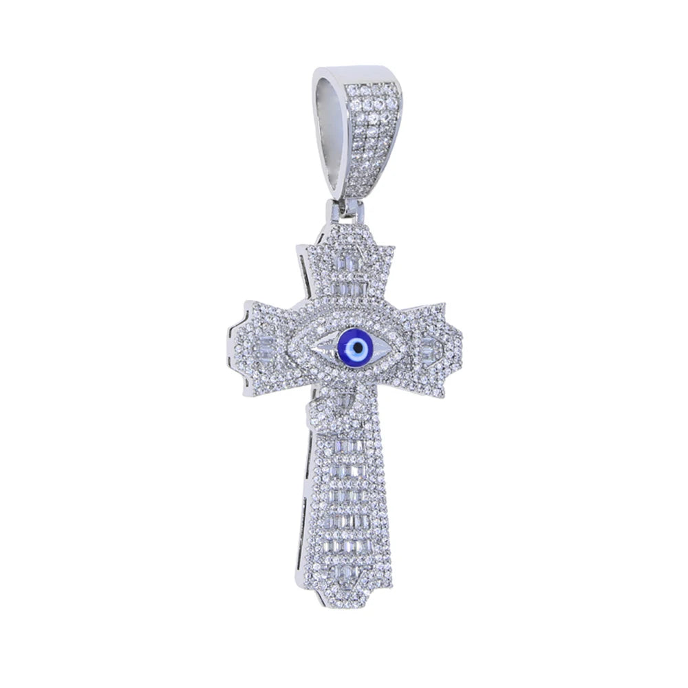New Iced Out Cross Pendant Necklace For Women Men Bling Prong Setting Cubic Zirconia Cross Charm Luxury Hip Hop Fashion Jewelry Accessories.