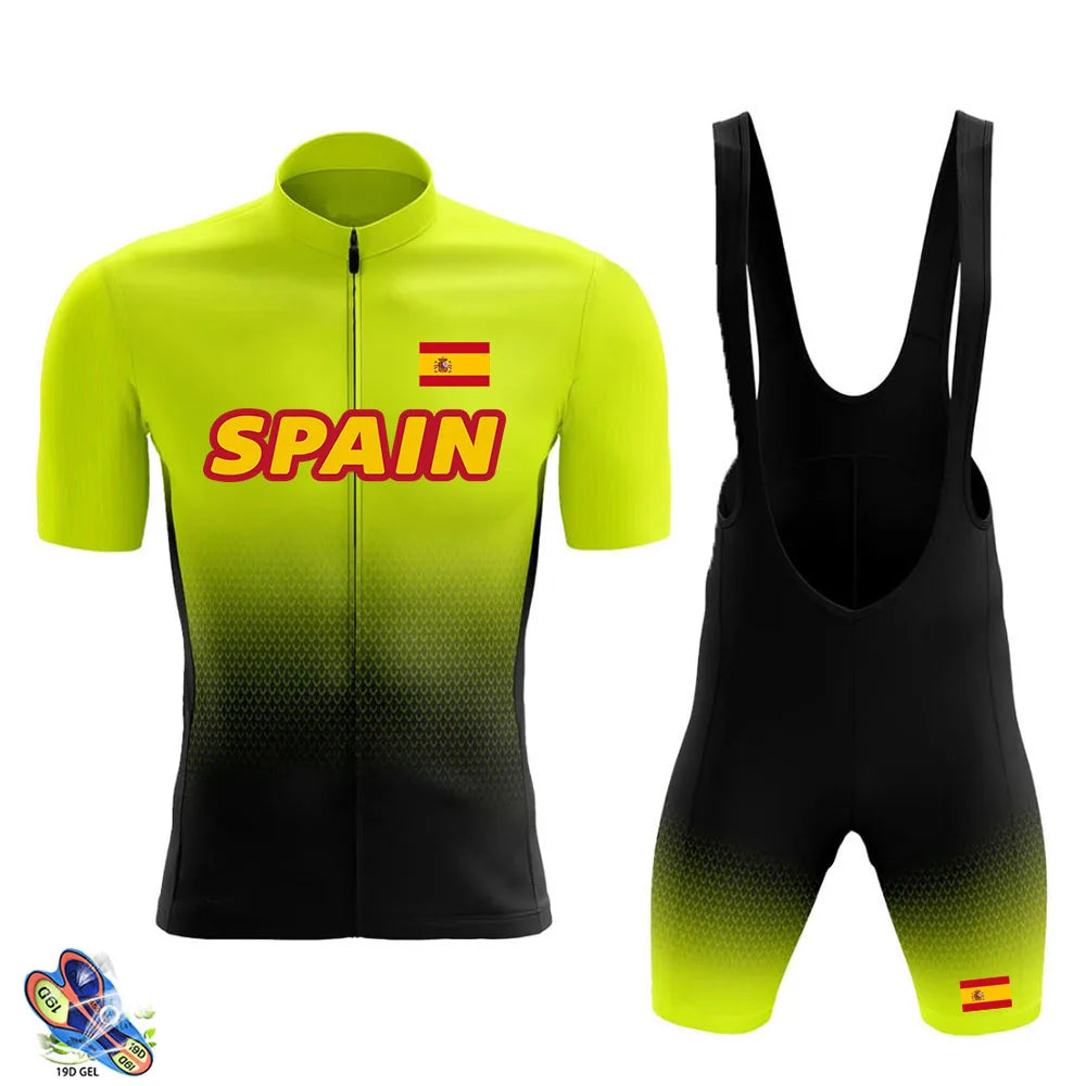 SPAIN Team Cycling Jersey Set 2022 Summer Men Short Sleeve MTB Sports Cycling Clothing Bicycle Maillot Ropa Ciclismo Hombre Suit