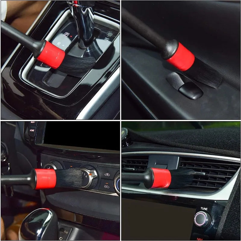 5 PCS Set Car Cleaning Brush Kit Auto Detail Brushes Dust Brushes For Car Interior Detailing Brush Set Wheel Rims Clean Brush Tools Cars Cleaning Accessories