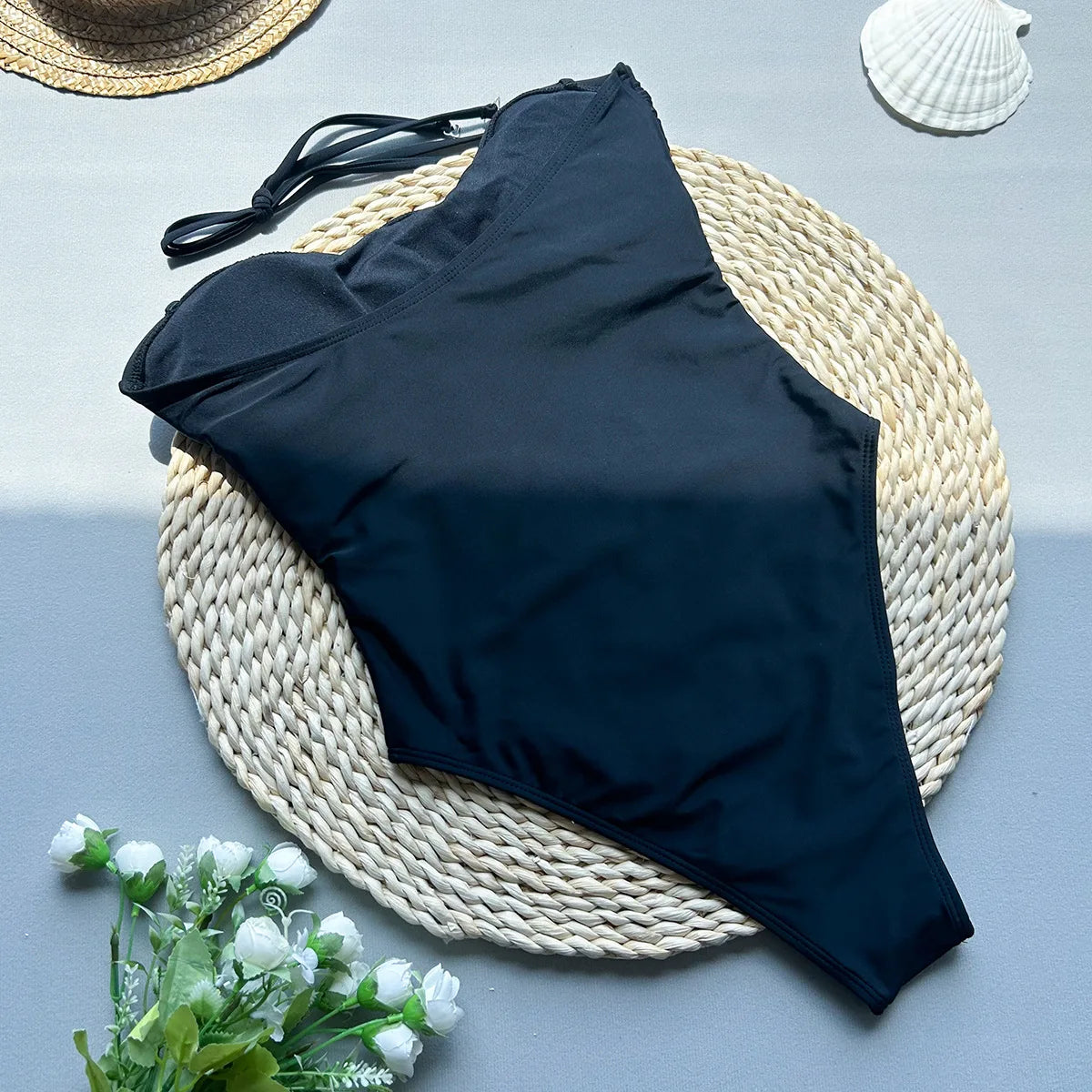 NEW Arrivals One Piece Swimsuit Sexy Solid Color Bandeau Swimwear Women Bandage Monokini Hollow Out Bathing Suit String Girls Ladies Beachwear