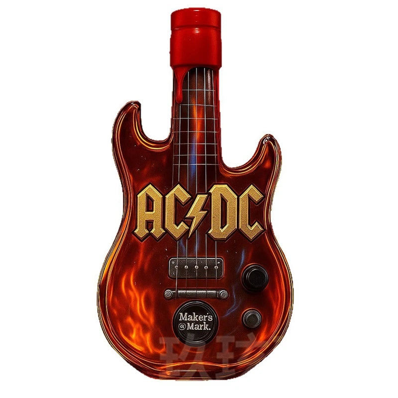 AC/DC Lovers Electric Guitar Shaped Whiskey Decanter with Crown Topper Creative Style Crystal Glass Liquor Bottle for Rock Fans Gifts Bar Pubs Night Club Drinkware Decorations Barware Accessories