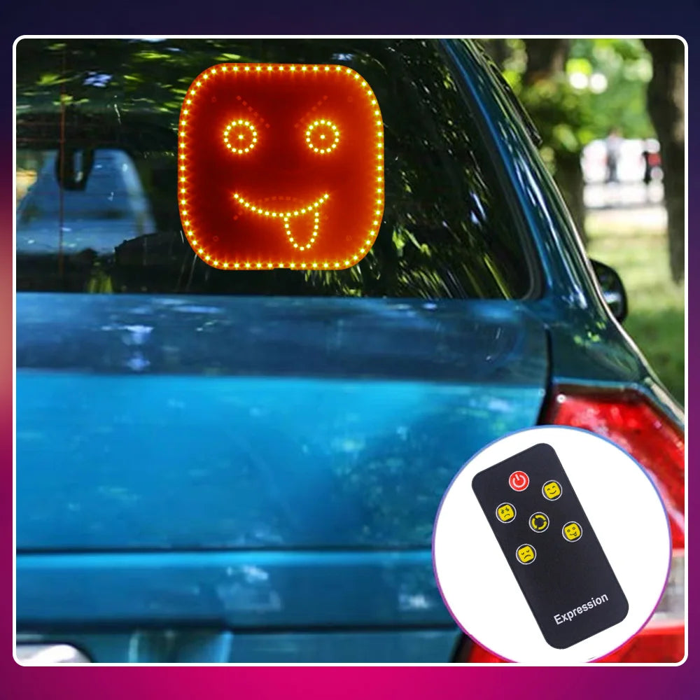 Car Funny Facial Expression Light With Remote Controller Rear Window Multi-function Warning Reminder Lamp Exterior Accessories