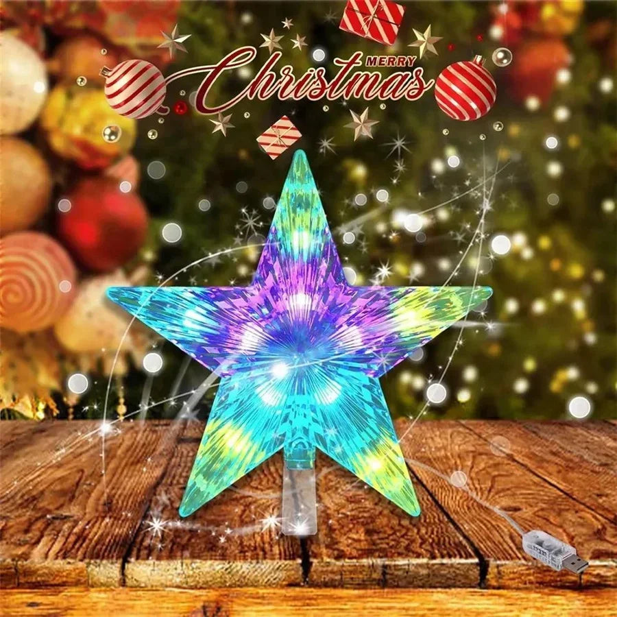NEW Arrivals RGB LED Christmas Tree Top Star Fairy String Lights USB Powered Remote Christmas Garland Lights for Wedding Party Holiday Decor