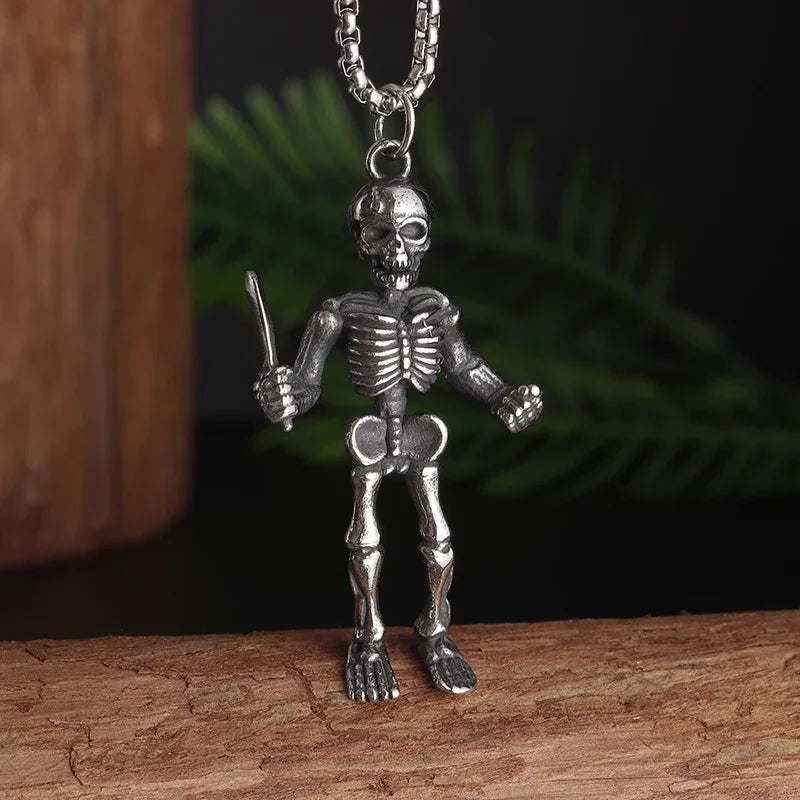 26 Types Gothic Hell\'s Grim Reaper Scythe Pendant Mystical Demon Skull Necklace Men\'s Motorcycle Punk Rock Halloween Jewelry