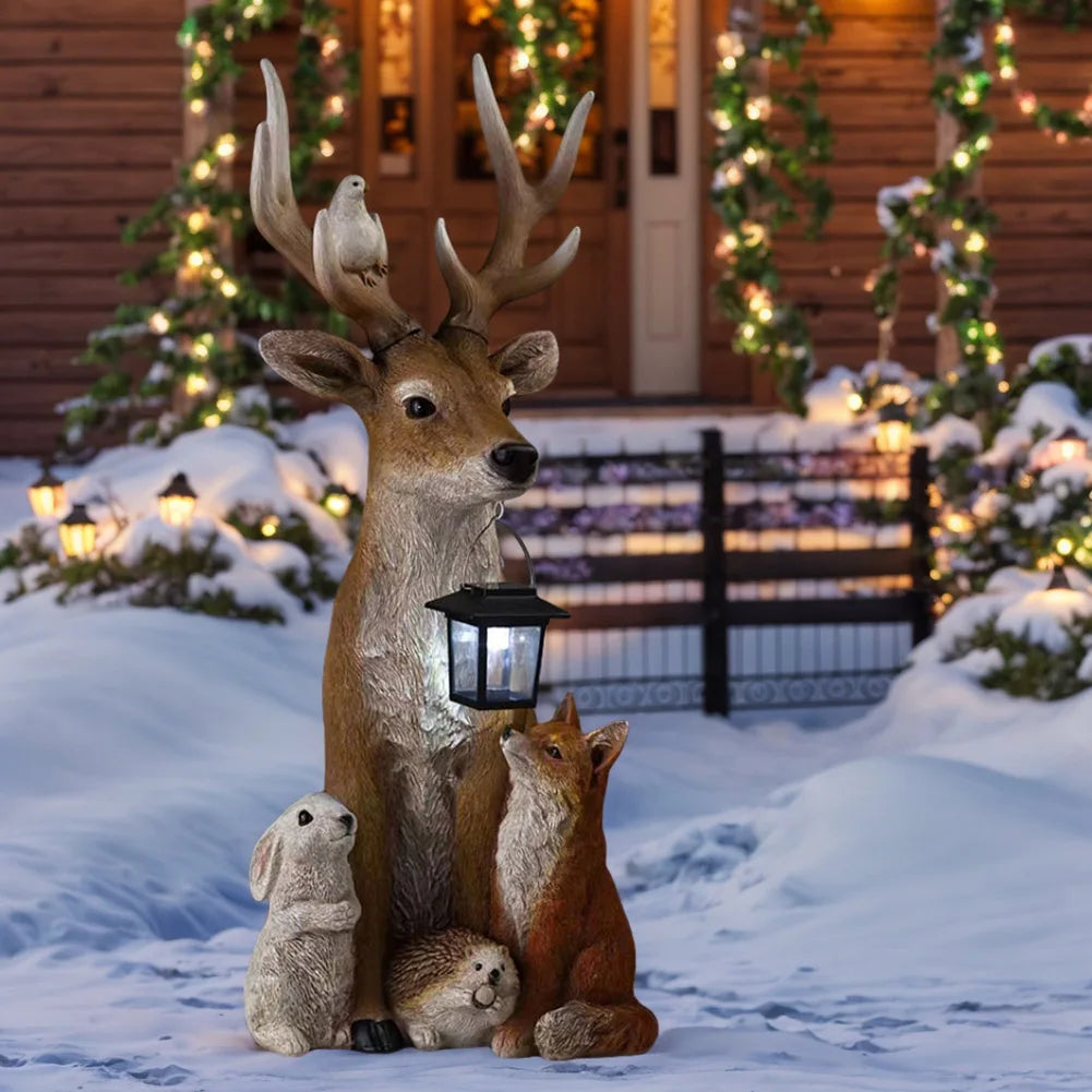 NEW Arrivals Solar Christmas Deer Decoration Light LED Reindeer Elk Luminous Sculptures Garden Lawn Outdoor Garden Courtyard Lawn  Christmas Ornaments New Year Eve Decor Accessories Set Supplies