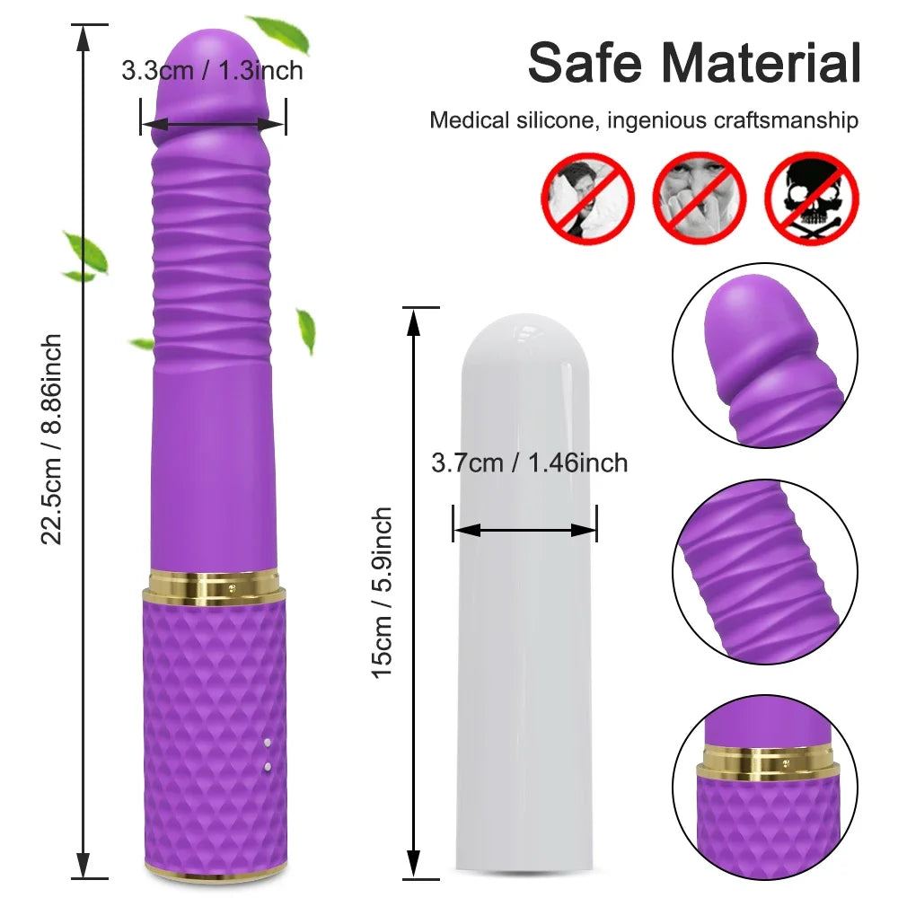 Telescopic Dildo Vibrators for Women G Spot Thrusting Retractable Vaginal Adult Sex Toys Female Masturbation Automatic Machine