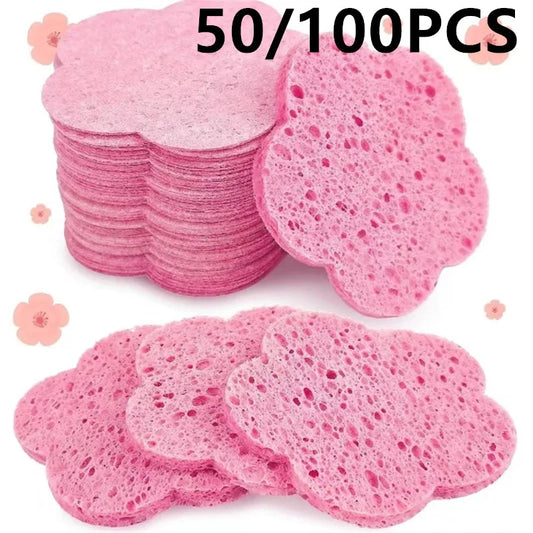 NEW Arrivals 50/100 PCS Set Reusable Facial Sponges Pad Heart Shape Compressed Facial Natural Facial Cleansing Pads Exfoliating For Cleansing ﻿Women Cosmetic Accessories