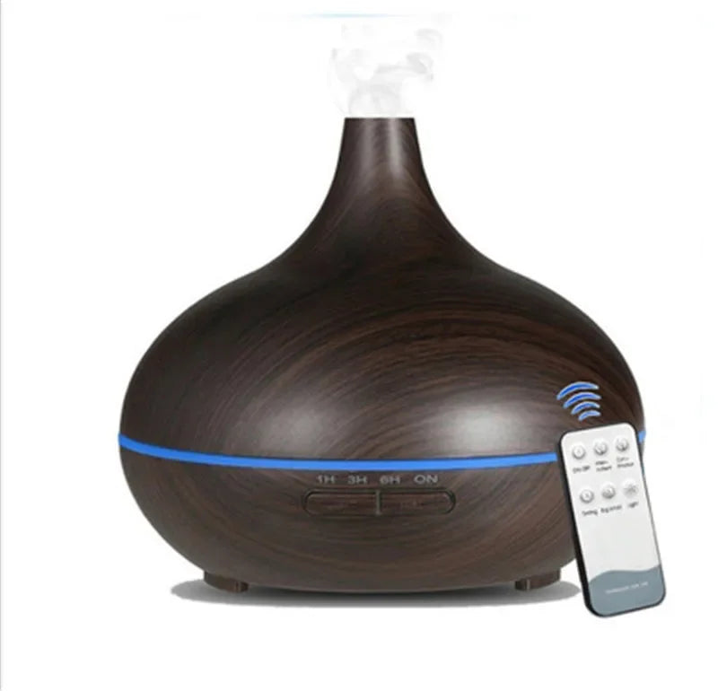 NEW Clear/Dark Wood Color Aroma Remote Control Diffuser And Humidifier 150/550ML Home Living Room Bedroom Office Humidifier + 6 Essential Oil Bottles Aromatherapy USB Charging Diffuser
