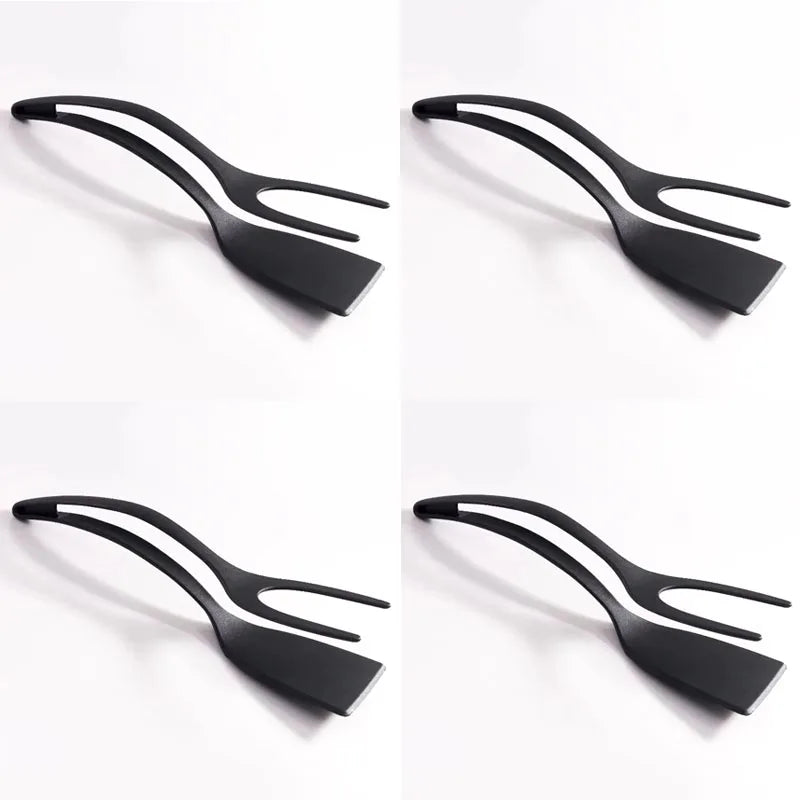 4 PCS Set 5 Colors  Egg Flipper Spatula Grip And Flip Spatula Tongs Silicone Egg Flipper Tool Fish French Toast Tongs Non-Stick Cooking Accessories Kitchenware Tools