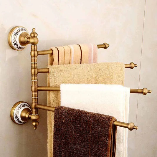 NEW Arrivals Luxury Antique Brass Movable Towel Bar - Heavy Duty Wall Mounted Towel Holder for Bathroom & Kitchen