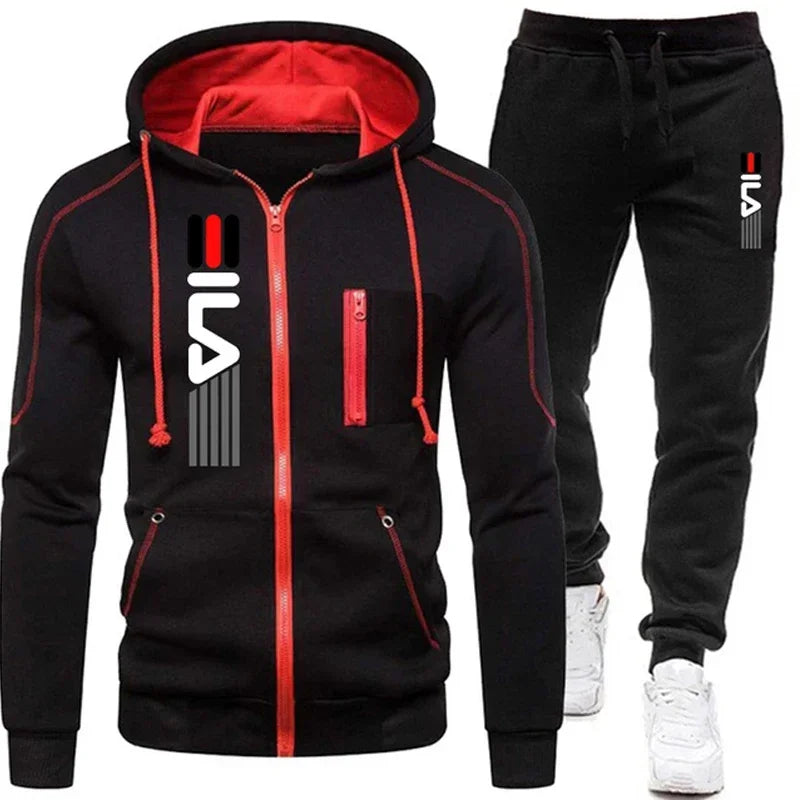 NEW Arrivals 2PCS Set M-3XL 6 Colors Men's Hooded Tracksuit, Zipper Jacket and Sweatshirt Set , Men's Workout Clothes, Hiking Running Gym Sports, Autumn Winter Men Male Fashion Apparel Supplies