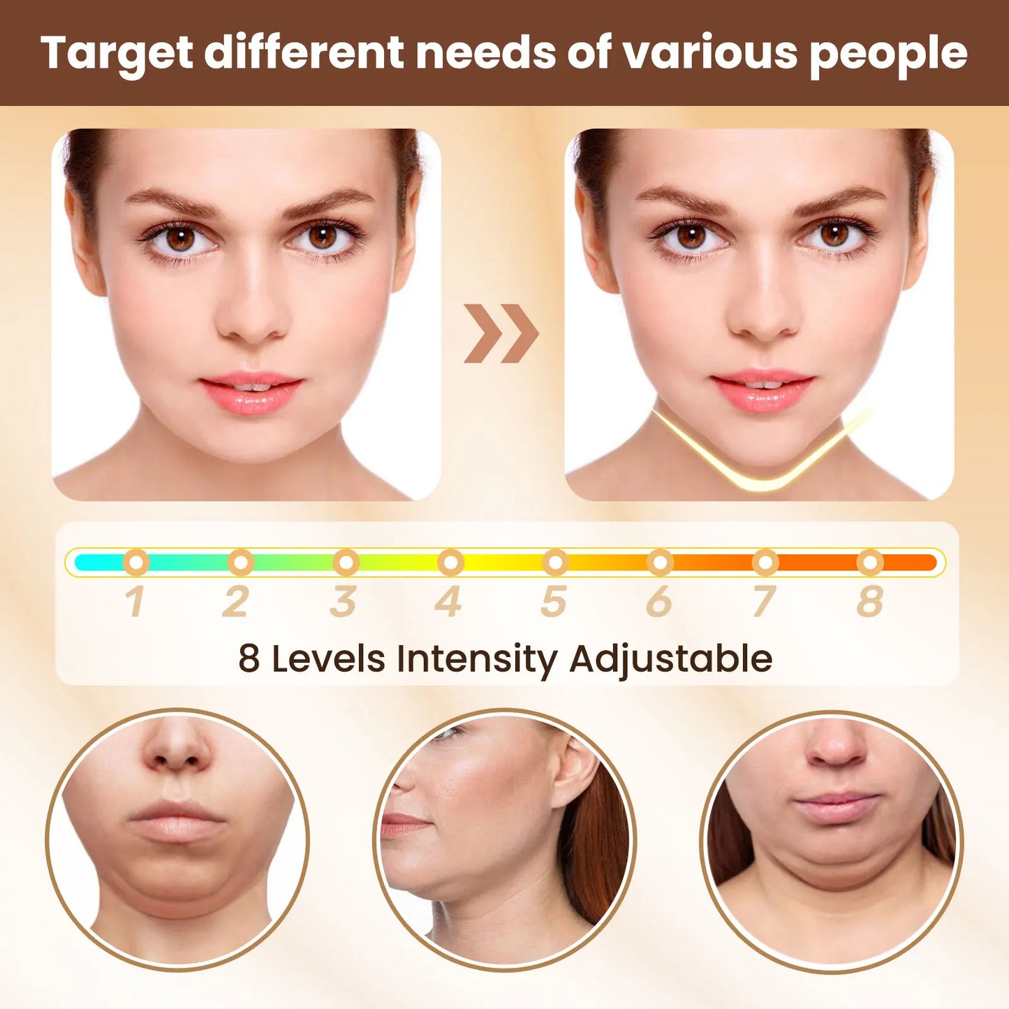 NEW Arrivals V-Shaped Face Beauty Device Face Lifting Firming Massager Double Chin Removal 8 Adjustable Intensities Facial Beauty Instrument Women Beauty Salon Spa Supplies