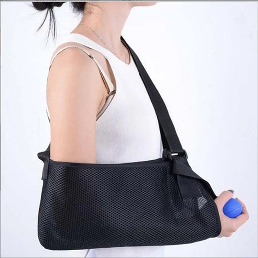 Black Solid Color Arm Fracture Sling Adjustable Forearm Sling Mesh Material Breathable Medical Wrist Elbow Support Fixator Health Care Accessories
