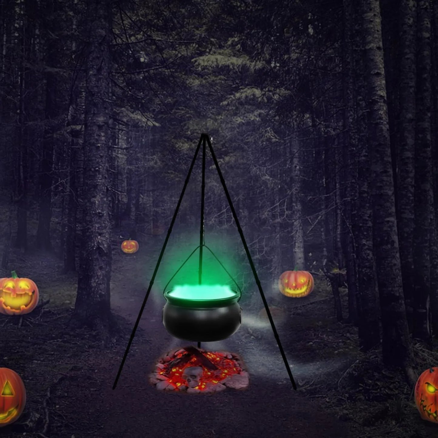 Halloween Large Witch Cauldron On Tripod With Led String Light Halloween Party Decor Outdoor Hocus Pocus Candy Bowl Bucket Home Yard Porch