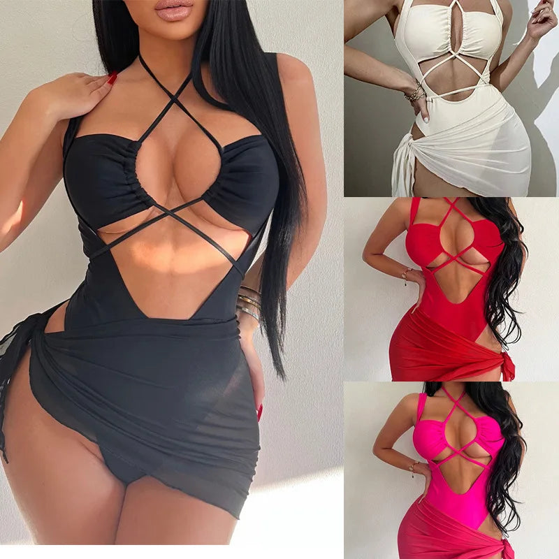 Summer Two Piece Skirt Sets Sexy Sleeveless Short Bandeau Top Elegant Tassel Skirt Chic Beach Outing Women Bandage Suits