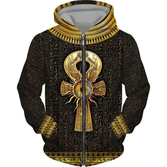 5 Types/Colors S-6XL Plus Size Women/Men Fashion Ancient Egypt Eye Horus Pattern  3D  Zipper Hoodies Men Women Casual Hooded Sweatshirts Oversized Coat Men Gothic Clothing