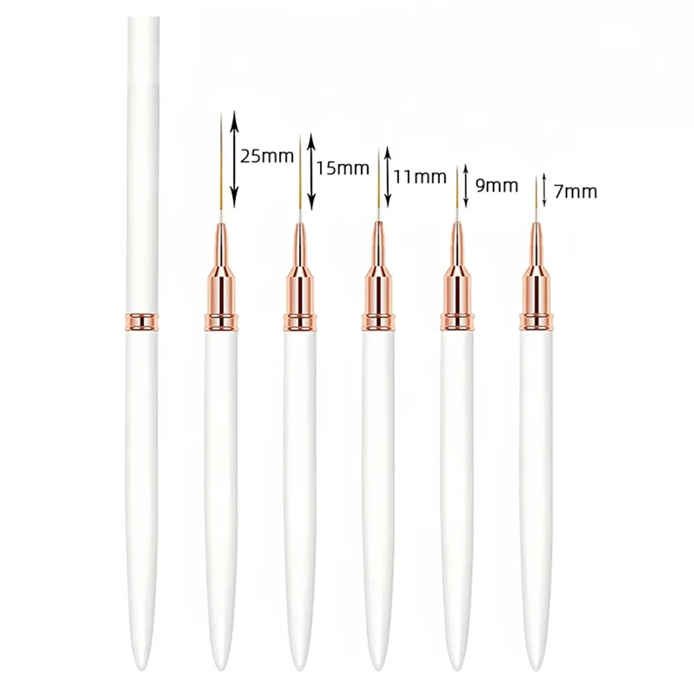 NEW 5 PCS Set Nail Brush Pen Nail Art Liner Brushes Set Elongated Striping Drawing Professional Women Nail Care Manicure Accessories Cosmetic Supplies