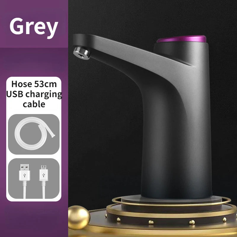 3 PCS Set Automatic Water Dispenser + Base Gray/Green/White Color Electric Water Pump Button Control USB Charge Portable for Kitchen Office Outdoor Drink Dispenser Home Office Watering Supplies