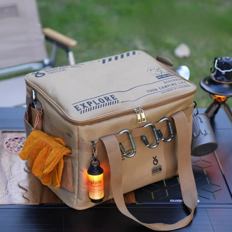 NEW Arrivals Outdoor Camping Food Drinks Delivery Folding Storage Box, Picnic BBQ Tableware, Kitchenware, Outdoor Travel Tactical Storage Lunch Bag, Large Capacity Case