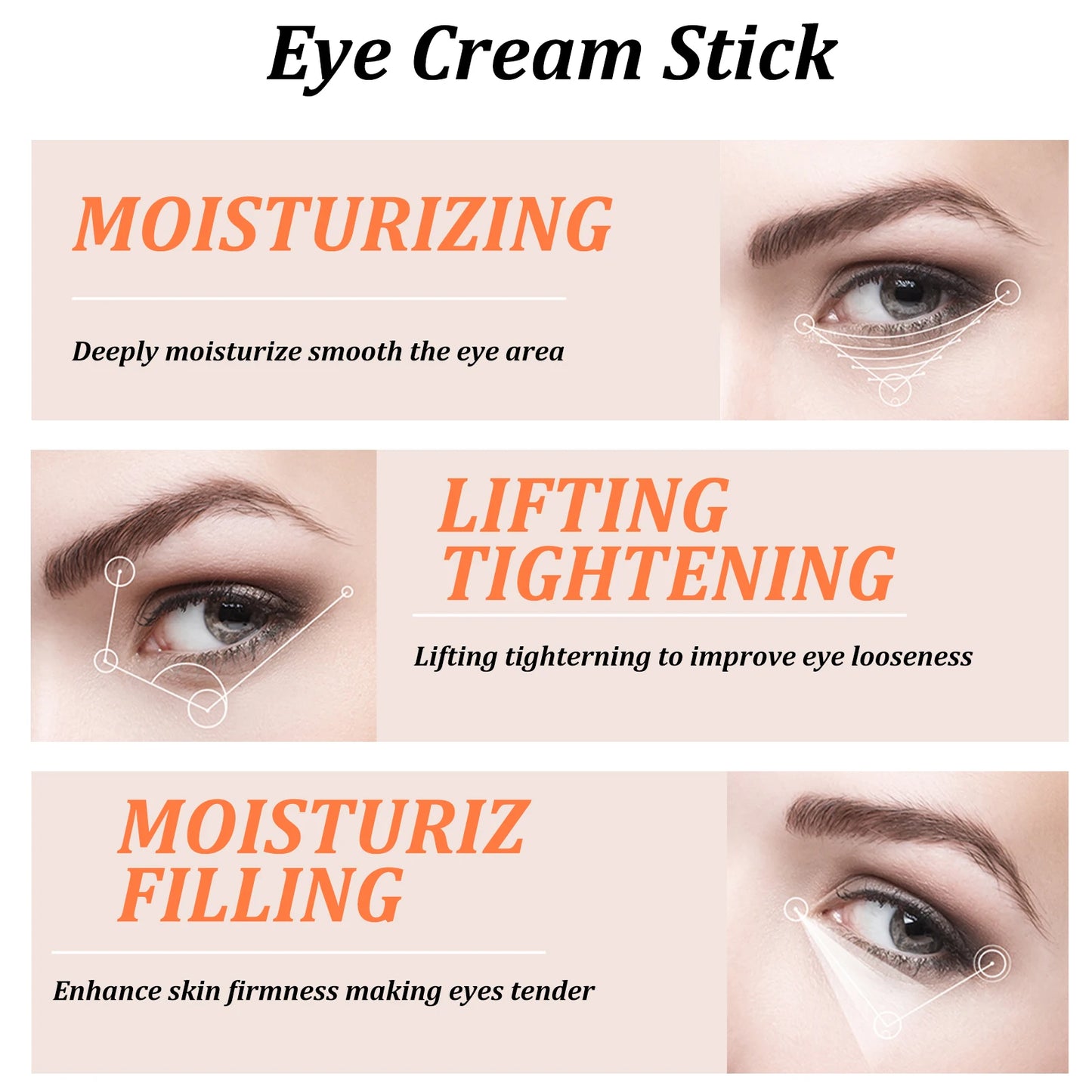 NEW Arrivals Snail Eye Cream Stick Collagen Fade Fine Lines Wrinkle Lightening Dark Circles Firming Eye Bags Puffiness Moisturizing Eye Cream Women Ladies Cosmetic Supplies