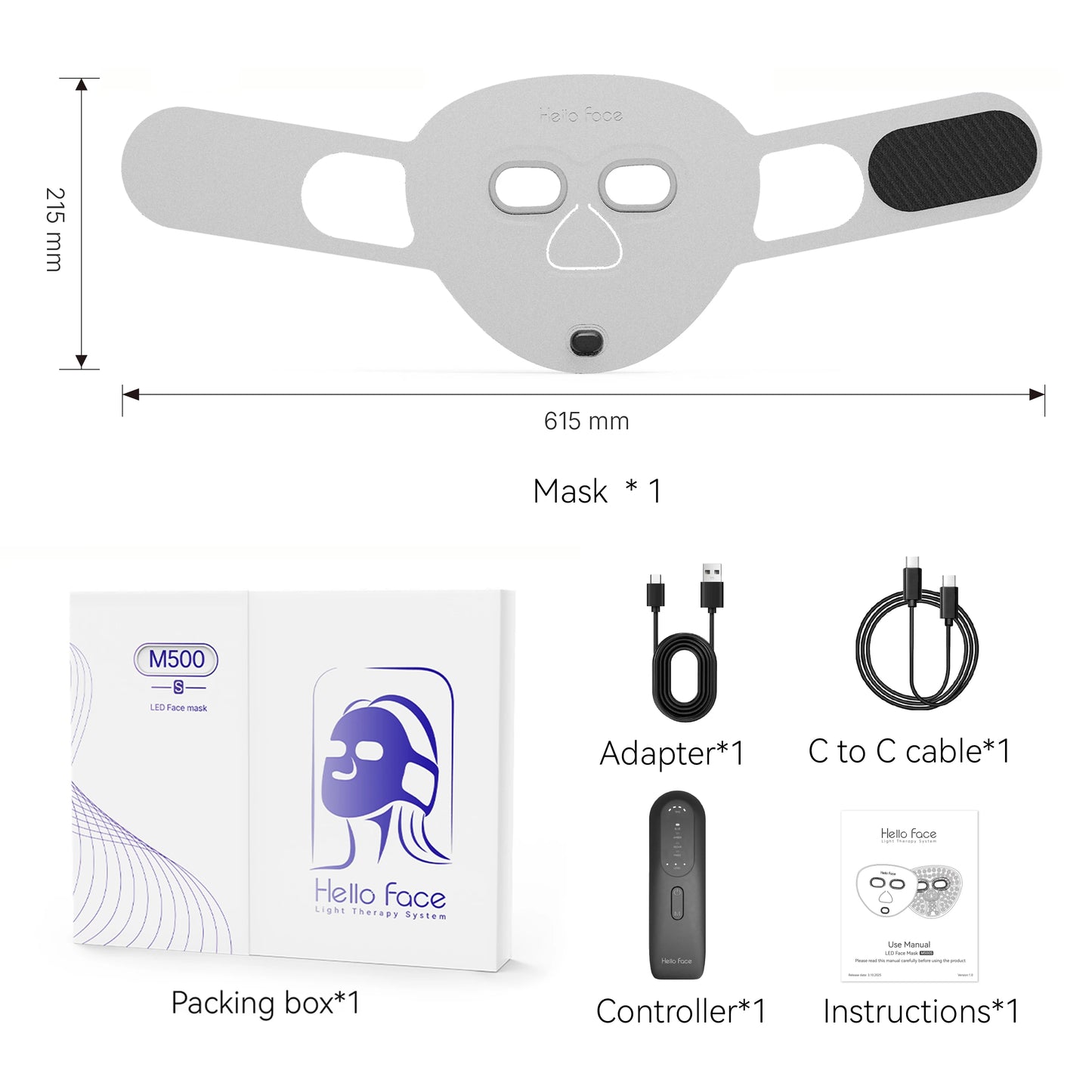 Ultra-Light Red Light Therapy Photon Mask Hello New Face M500S LED Near-Infrared Light Therapy Facial Mask Professional Face Care Women Skin Care Accessories