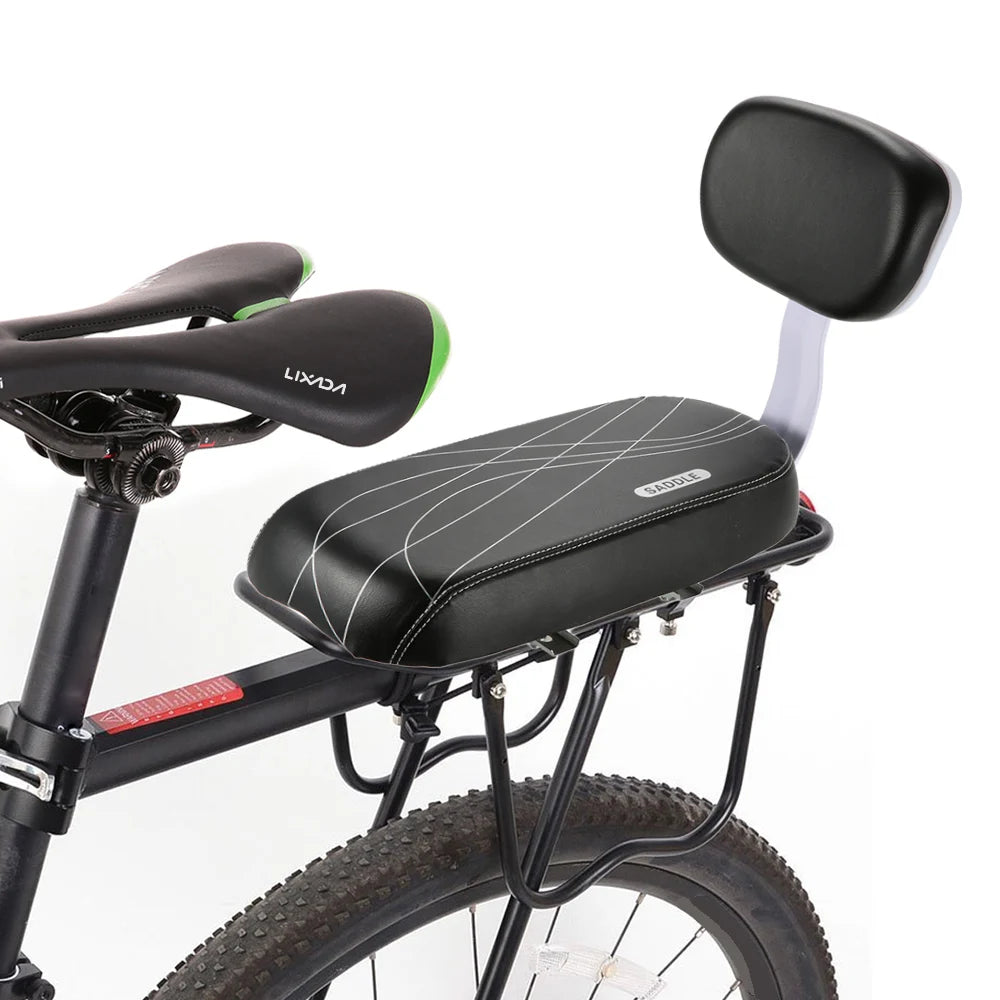 Bicycle Rear Saddle Bike Back Seat Mat Child Rear-Mounted PU Leather Soft Comfortable Cushion MTB Riding Universal Accessories