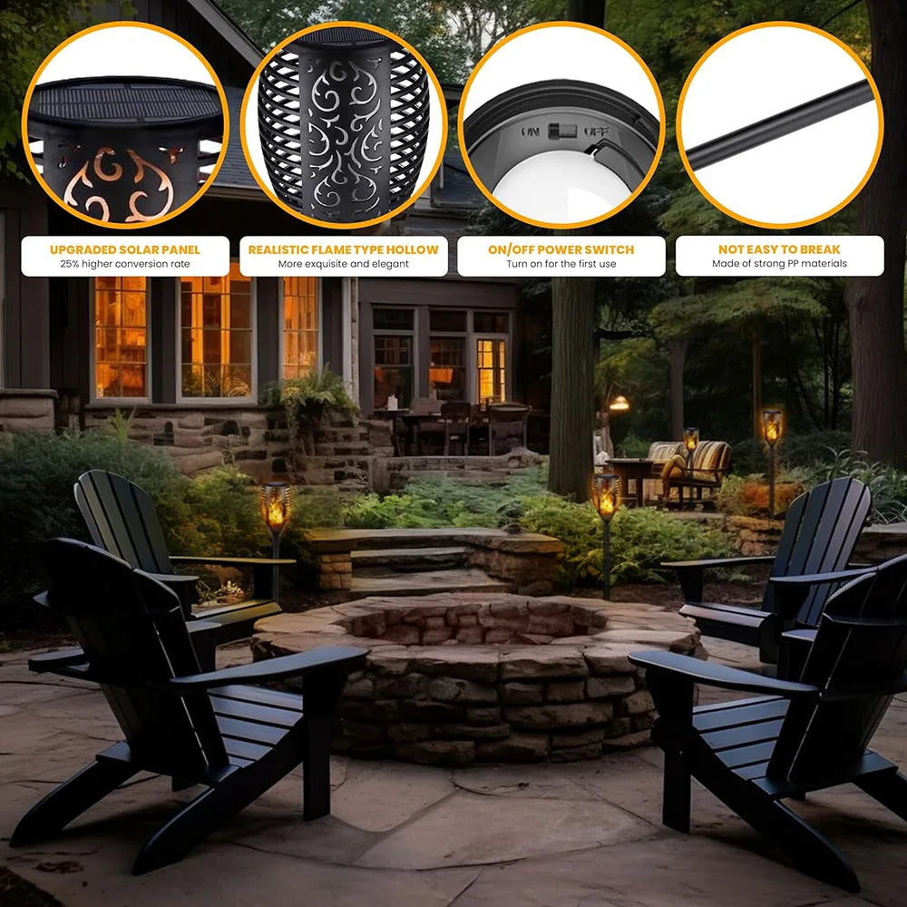 Solar Lights Flickering Flames Torch Lights Outdoor Waterproof Landscape Decoration Flame Lights for Yard Garden Pathway