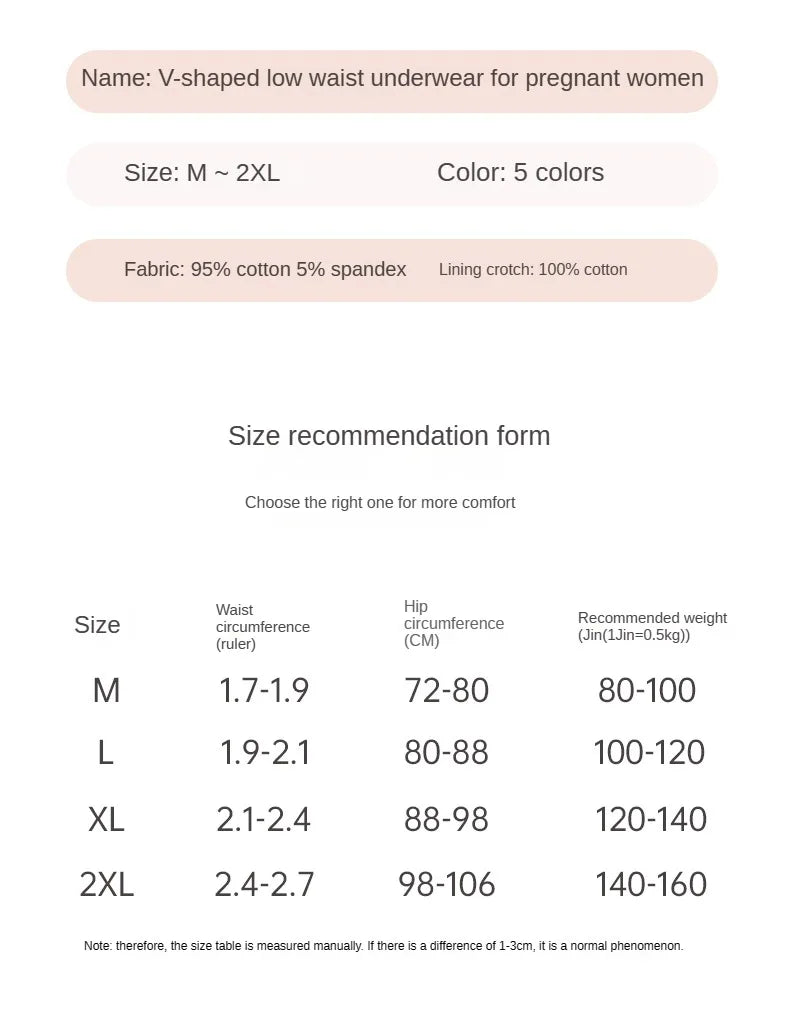 3PCS Set M-2XL Plus Size Soft Cotton Briefs V-Shaped Abdominal Support Under Panties Pregnancy Childbirth Female Underwear Pregnant Woman Women's Panties