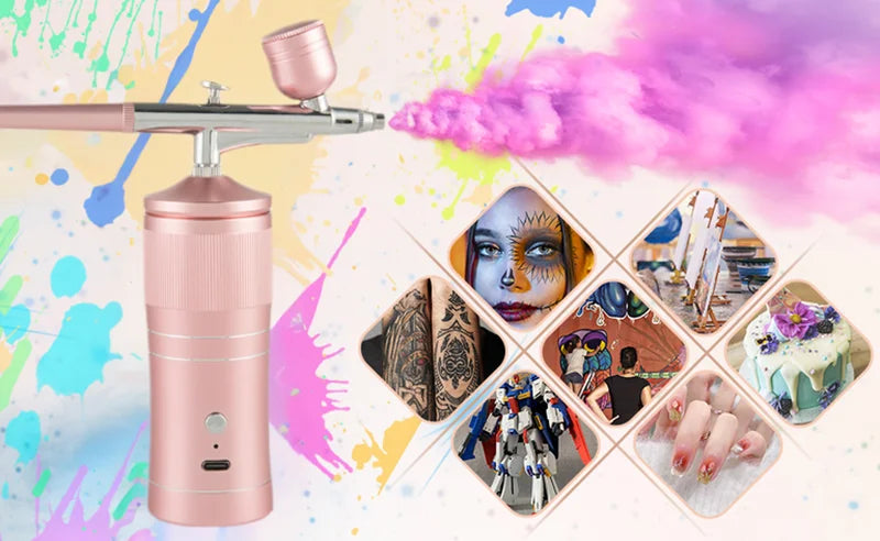Full Set Rechargeable Wireless Airbrush Compressor Kit Air Brush Paint Sprayer Gun Water Oxygen Deep Hydrating Machine for Nail Art Tattoo Makeup Cosmetic Sets