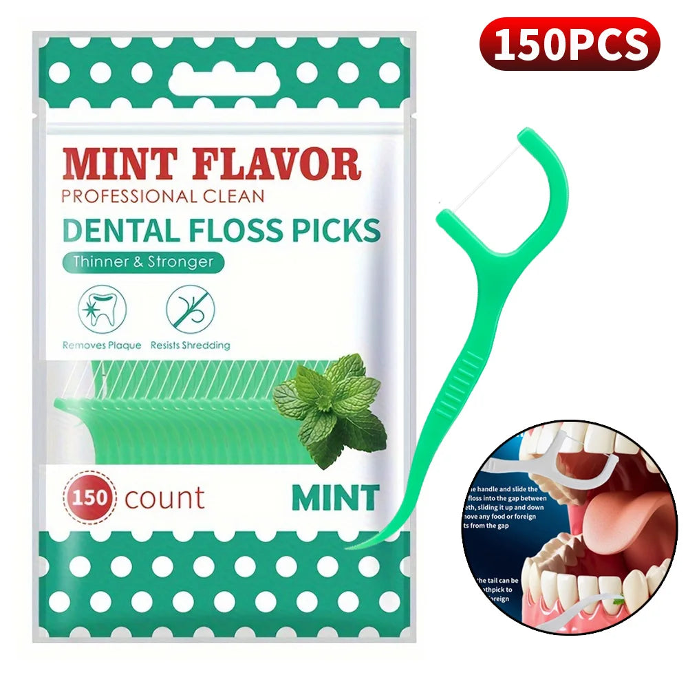NEW Arrivals 750 PCS Set Mint Dental Floss Stick Travel Business Dinner Household Portable Disposable Care Dental Floss Stick - Oral Care - Deep Cleaning Fresh Breath Dental Accessories Hygiene Care Supplies