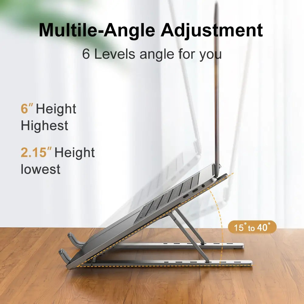 Silver/Gray Portable Laptop Stand Aluminum Notebook Support Computer Bracket Mac Book Air Pro Holder Accessories Foldable Lap Top Base For PC Computer Accessories Electronic Supplies