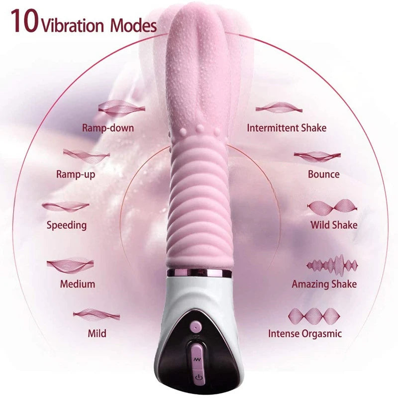 2 in 1 Big Tongue Massager Oral Clitoris Stimulator Dildo Vibrators Female Masturbator Sex Toys for Women Couple Flirting Toys