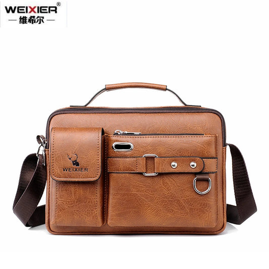 Leather Fashion Men's Shoulder Bag Portable Leather Handbag Business Briefcase Travel Man Crossbody Bags Brand High Quality Men Bags