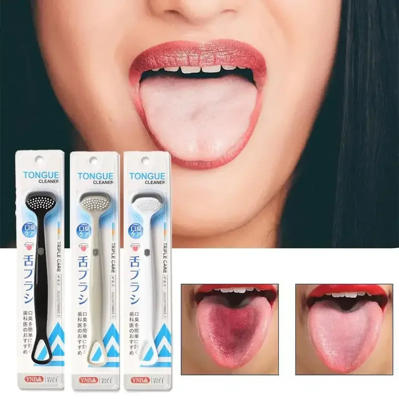 3 PCS Set Multifunctional Silicone Tongue Coating Cleaner Oral Cleaning Home Outdoor Travel Tongue Brush Reusable Three-Effect Tongue Scraper Oral Cleaning Hygiene Safe Soft Reassuring Tool