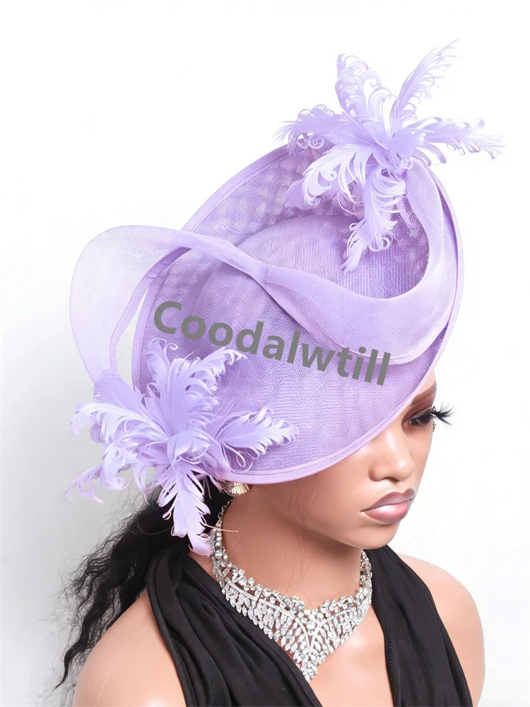 21 Colors Royal Ascot Horse Racing Women Femme Luxury Fascinator Kentucky Ladies Tea Cocktail Derby Headpiece Feather Fancy Opera Concerts Red Carpet Bride Wedding Hats Apparel Accessories