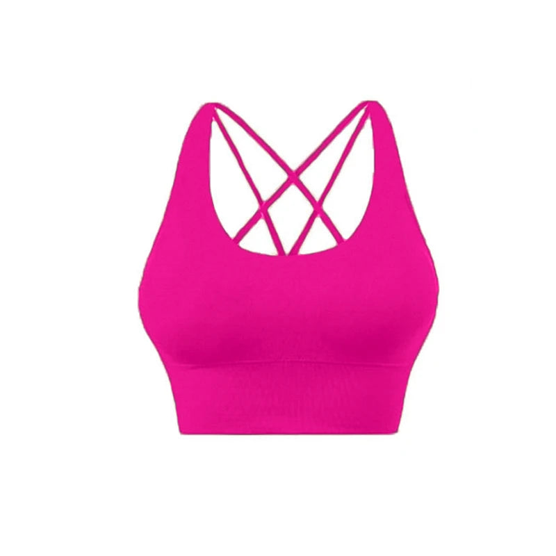 14 Colors S-XL New Push Up Sports Bra Yoga Vest  Cross Back Fitness Sexy Padded Top Gym Shock Absorbing Running Breathable Crop Top Sportswear