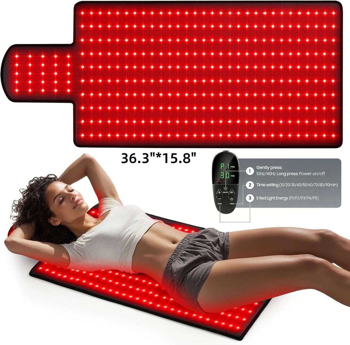 HOT SALE 325/1370/2570pcs LED's Red Light Therapy with Remote Control Infrared Mat 660nm 850nm Red Light Blanket Pad Phototherapy Waist Heating Body Pain Relief Full Body Healing Muscles Back Legs Treatment Machine Health Car