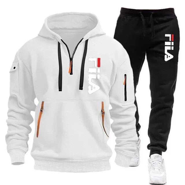 NEW Arrivals 2PCS Set S-3XL 4 Colors Spring and Autumn Street Men's Zipper Hoodie + Pants Outdoor Running Hiking Gym  Multi-Pocket Men's Casual Pullover Suit Sports Apparel Products