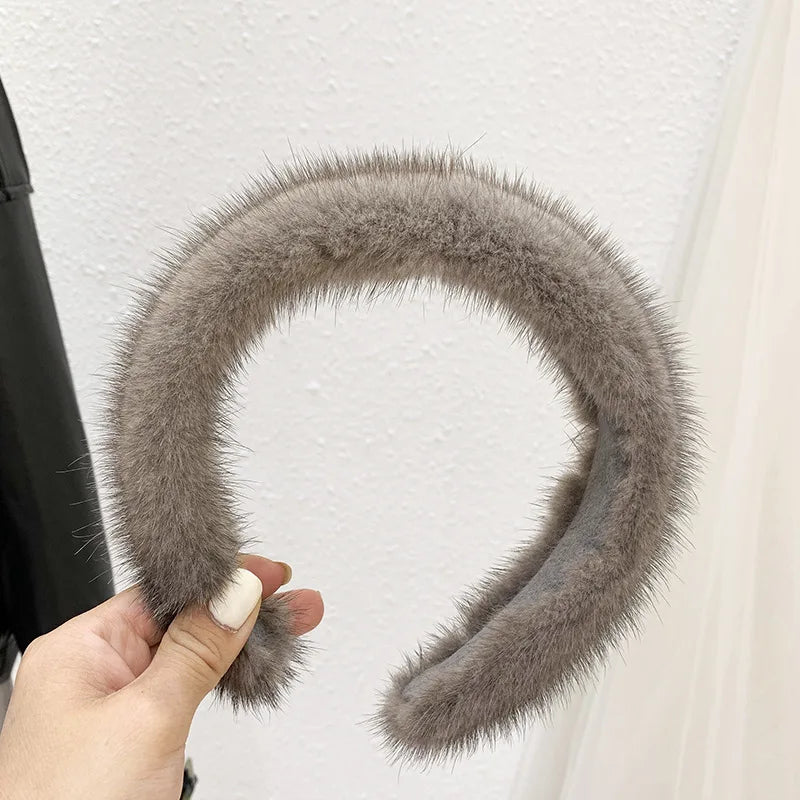 8 Colors  Hot Sale Women Luxury winter 100% Real Mink Fur Headbands High Quality Real Fur Hair Band Lady Fashion Hair Hoop Furry Gift