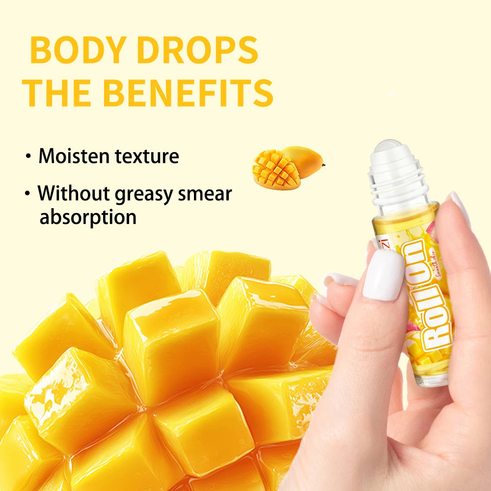 3 PCS Set Mango Body Glaze Drops and Oil Set includes a Rollerball Applicator, Suitable for Dry Skin, Providing Moisturizing Hydrating Skin Care Sets Korean Products