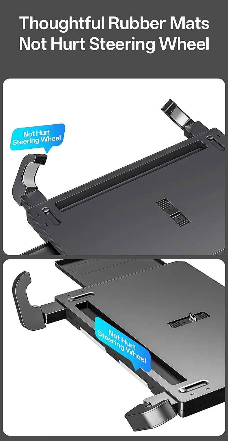 New Car Tray Carbon Fiber Table Food Tray Desk Folding Laptop Desk Auto Steering Wheel Tray Mount Adjustable Water Cup Computer 10kg Weight Bracket Holder Accessories