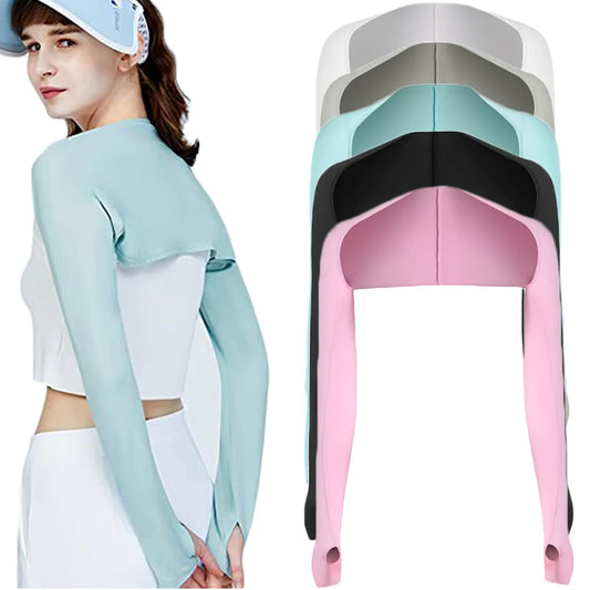 NEW Arrivals 5 Colors Summer Shawl Ice Long Sleeve Breathable Sun Protection Sunscreen Outdoor Sports Quick Drying Oversleeve Top Women Sports Clothing Supplies